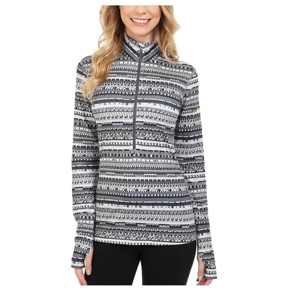 Nike Tops - Nike Pro Size S Gray Black Beige Dri-Fit Hyperwarm Half Zip Pullover Shirt